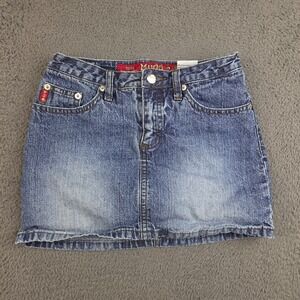 Y2K Mudd Denim Mini Skirt Skorts Girl's 12 Reg Blue Jean Built in Shorts